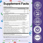 Sugar Free 5-in-1 Probiotic Prebiotic Postbiotic Gummy, 36 Strains Probiotics for Women Men with Digestive Enzymes, Peppermint, Complete Immune, Gut & Digestive Support, Vegan, 60 Ct, Grape Flavor