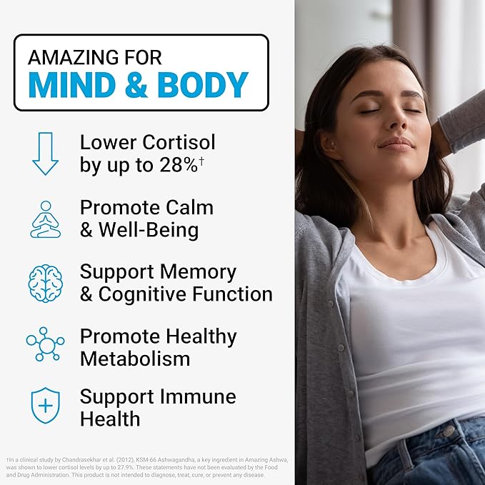 Force Factor Amazing Ashwa for Stress Relief, Memory, Focus, and Immune Support Health, Ashwaganda Supplement with KSM-66 Ashwagandha for Stress, 120 Soft Chews