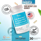 Fat Burner for Women & Men - Appetite Suppressant for Weight Loss - Pills w/Metabolism Booster Thermogenic Weight Loss Supplement - Chromium, Caffeine & Green Tea - 30 Capsules