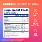 Oceanblue Omega 3 2100 with CoQ10 | Triple Strength Fish Oil Combo Supplement | 1350MG EPA 650MG DHA 150MG DPA with 150MG CoQ10 | Orange Flavor | Heart Support | 90 Softgels