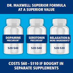 Serotonin and Dopamine Supplements, Better Than Dopamine or Serotonin Support Only. Helps Maintain Normal Neurotransmitter Levels. Mucuna Pruriens, 5-HTP, 60 Capsules Women Men