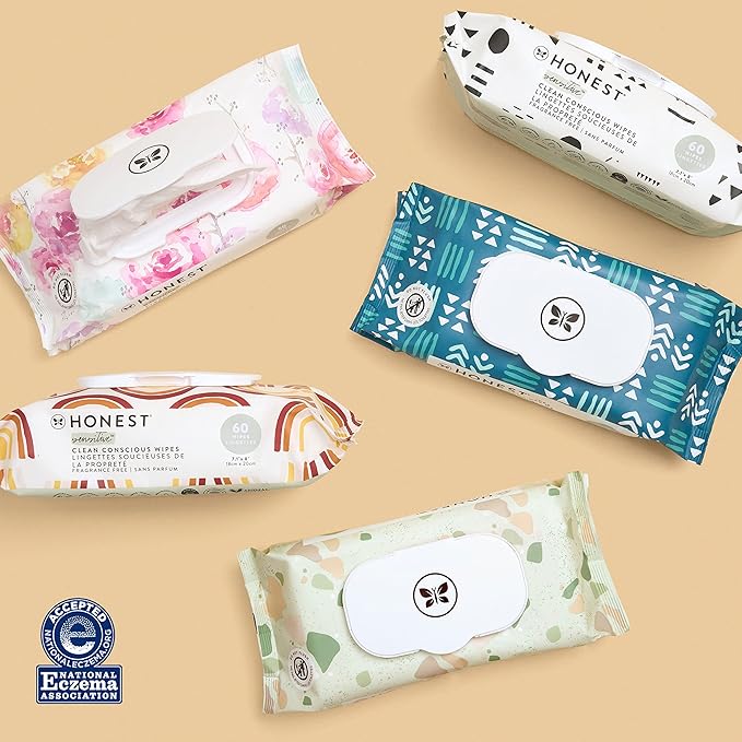 The Honest Company Hypoallergenic Multi-Use Baby Wipes for Sensitive Baby Skin, Terrazzo, 36 Count
