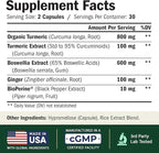 Boswellia Serrata Turmeric Supplement for Joint Support & Inflammation Balance – Turmeric Boswellia Supplement with Ginger & Black Pepper Extract for Enhanced Absorption – Non-GMO - 60 Capsules