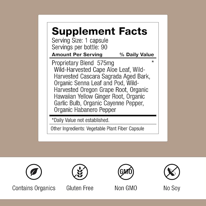 Dr. Schulze's Intestinal Formula #1 - Bowel Movement Supplement for Colon Health Support - Bloating & Constipation Aid - Intestinal Cleanse - All-Natural - Plant-Based - Vegan - 90 Count