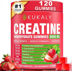 Creatine Monohydrate Gummies for Men & Women, 8500MG Creatine Gummies Sugar Free Strawberry Flavored with L-Taurine, BCAA 2:1, B12 B6 for Boost Strength, Focus & Endurance, Vegan, Non-GMO, 120pcs