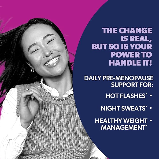 AZO® Daily Pre-Menopause Relief Perimenopause Supplements for Women, Hot Flash, Night Sweat and Healthy Weight Management Support* - 30 Count