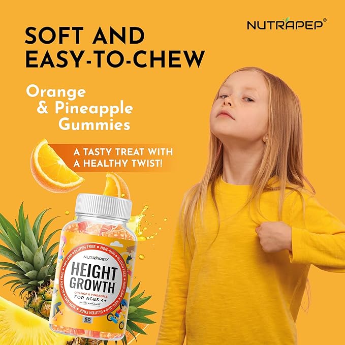 NutraPep Teens Height Growth Supplement Gummies - Kids Grow Taller Natural Height Increaser Multivitamin - with Calcium Vitamin D3 K2 Zinc L-Arginine L-Glutamine L-Ornithine for Boys Girls