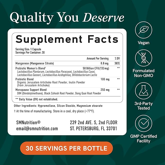 Probiotics for Women | 50 Billion CFU for Vaginal, pH Balance & Digestive Health Support | Female Probiotics with Prebiotics & Hormone Balance Blend | Shelf Stable | Vegan, Gluten-Free | 30 Ct