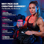 KUKALY Creatine Monohydrate Gummies for Men & Women, 8500MG Creatine Gummies Sugar Free Mixed Flavored with L-Taurine, BCAA 2:1, B12 B6 for Boost Strength, Focus & Endurance, Vegan, Non-GMO, 120pcs