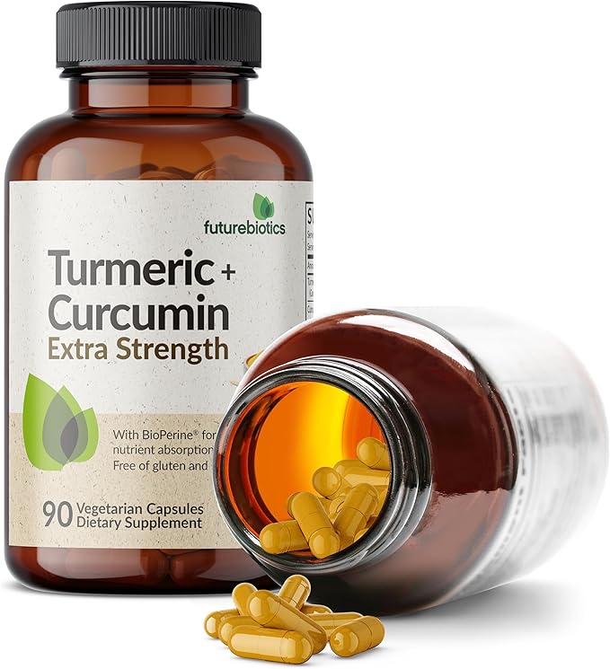 Futurebiotics Turmeric + Curcumin, Antioxidant, Joint & Digestion Support with BioPerine for Enhanced Nutrient Intake, Non-GMO, 90 Vegetarian Capsules