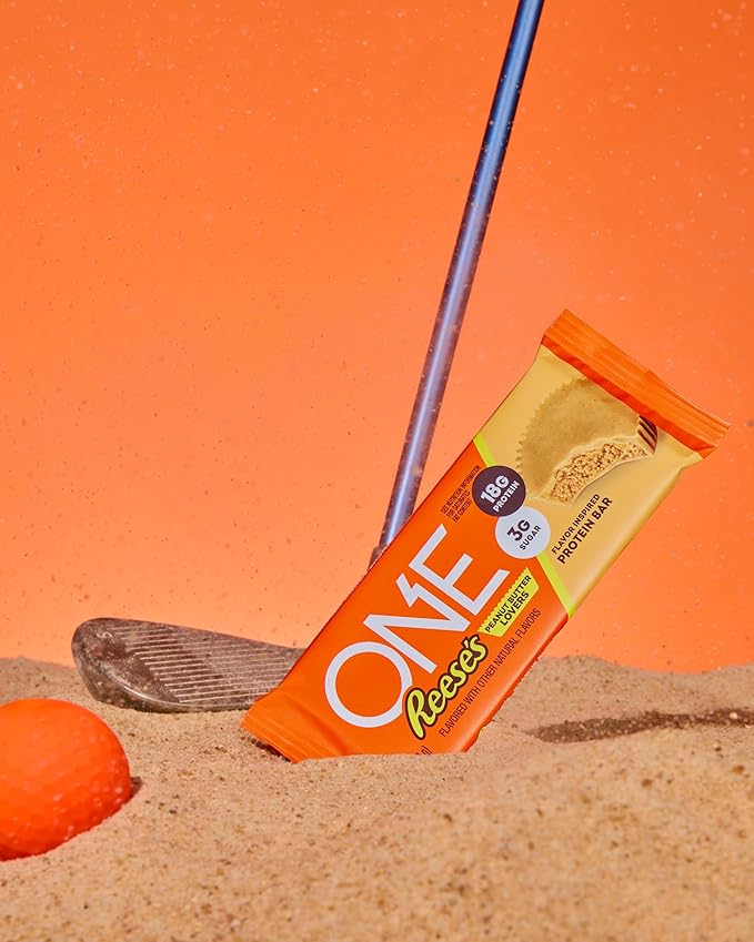 ONE Protein Bars, Reese's Peanut Butter Lovers, Gluten Free with 18g Protein and 3g Sugar, Pantry Staples, 2.12 oz (12 Count)