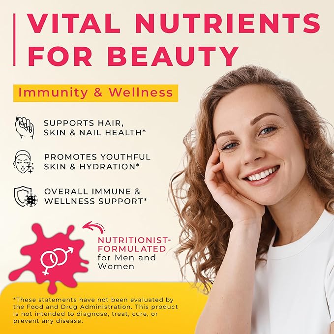 Liquid Biotin and Collagen Peptide Complex with Keratin, Hyaluronic Acid, MCT Oil, Zinc, Vitamins B6, B7, B12, A, C, D3, E - Hair, Skin, and Stronger Nails Supplement for Women and Men