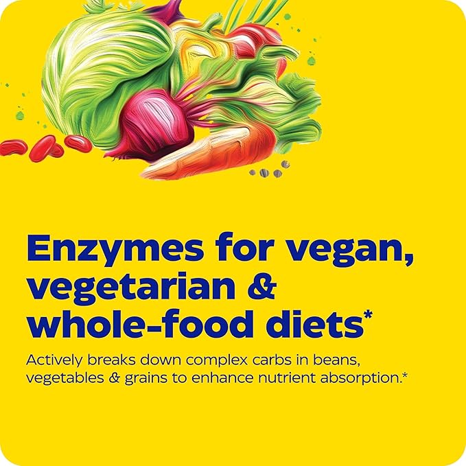 Enzymedica, VeggieGest, Digestive Enzymes, Supports Occasional Gas & Bloating Relief from High Fiber Meals, for Vegan & Vegetarian Diets, Enzyme Blend for Digestive Health, 90 Count
