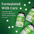 BioSchwartz Bariatric Biotin Chewable Tablets - 5500mcg Biotin per Serving - Green Apple Flavor, 3 Month Supply - Sugar-Free Hair Skin Nails Vitamins for Women for Post-Bariatric Care - 90 Servings