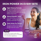 Extra Strength Iron Supplement Gummies for Women & Men - Chewable Iron with Vitamin C & B Complex for Energy Blood Builder & Immune Support - Increase Red Blood Cells Supplement - 30 Count