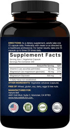 Naturebell Pure Magnesium Glycinate 500mg, 240 Veggie Capsules | 100% Chelated & Purified – 3rd Party Tested, Vegan Friendly, Non-GMO, Filler Free