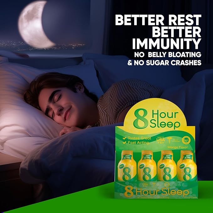 Vitamin Energy 8 Hour Sleep Shot Mango 8 Pack, Melatonin, 5-HTP, GABA, Valerian, Lavender, Nighttime Relaxation & Sleep Support Supplement, Zero Sugar, Vegan, Gluten-Free, Kosher, 1.93 fl oz