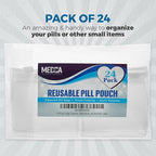 Zippered Pill Pouch Bags - 24 Pcs, Slide Lock Clear Plastic Mini Bags, BPA-Free for Pills Vitamins, Supplements, Medications, Jewelry, Crafts, Small Objects - Self-Sealing, Reusable, Travel-Friendly