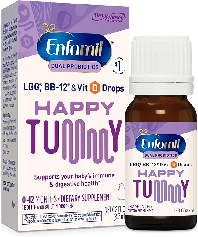 Enfamil Prenatals & Baby Vitamins Dual Probiotics Drops, Supports Baby's Immune & Digestive Health*, 8.7mL Bottle