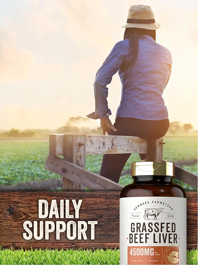Carlyle Grass Fed Beef Liver Capsules | 4500mg | 250 Count | Desiccated Supplement | Non-GMO, Gluten Free | by Herbage Farmstead