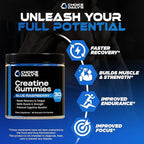 Creatine Gummies - 90 Vegan Friendly Chews - USA Made - Boosts Recovery - Builds Muscle - Enhanced Cognitive Benefits (Large, Blue Raspberry)