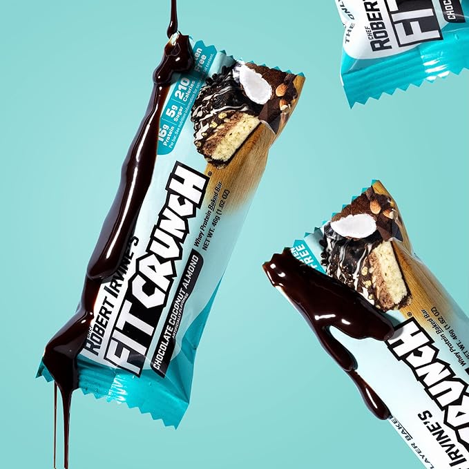 FITCRUNCH Snack Size Protein Bars, 6-Layer Baked Bar, 5g of Sugar & Soft Cake Core (9 Bars, Chocolate Coconut Almond)