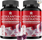 Astaxanthin Supplements 24mg Gummies with Resveratrol, Vitamin B1, Coconut Oil - Algae Organic Antioxidants for Men & Women Healthy Aging, Skin, Eyes, Immune - Vegan, Sugar-Free, Non-GMO, 120 Servings