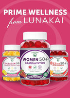 Lunakai USA Made Collagen Gummies for Women & Men Over 50, Biotin & Vitamin C, Supports Skin Elasticity, Hair & Nail Strength, Joint Support - 3 Pack