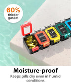 Large Weekly Pill Organizer 2 Times a Day – AM/PM Medicine Organizer with Thick Silicone Seal, Upgraded Secure Locks, Moisture-Proof Pill Box with Removable Rows for Travel, Fits Large Supplements