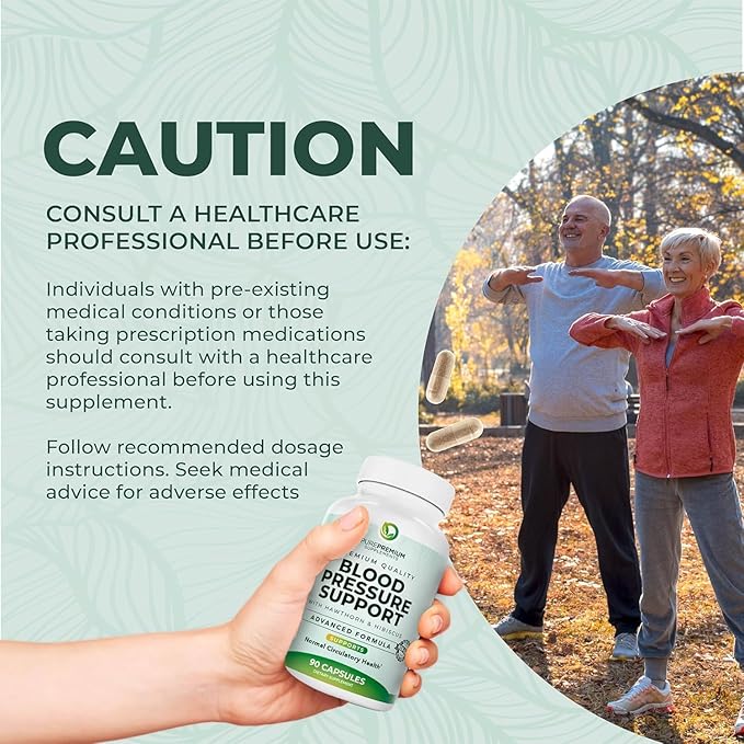 PurePremium Blood Pressure Supplements with Hawthorn Berry, Hibiscus, Garlic & Vitamin B12- Nitric Oxide Supplement for Normal Heart Health, Circulation Health & Blood Pressure Support - 90ct
