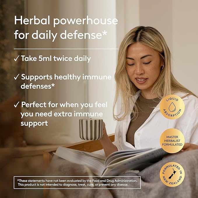 Immune + Wellbeing Syrup, Herbal Formula with Elderberry, Echinacea & Olive Leaf, High Absorption, Wild Berry Flavor, Plant-Based - 6.7 Fl oz (40 Servings)