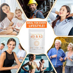 Daiasns Vitamin D3 K2 10000iu Supports Muscle & Brain Health -High-Potency D3 K2 Supplement Helps in Immune and Cardiovascular Support - 120 Softgels