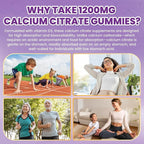 Calcium Citrate Gummies - 1200mg Calcium Gummies Supplements for Women & Men with Vitamin D3, K2, Magnesium, Zinc High Absorption for Bone, Muscle & Immune Support, Grape Flavor, 120 Count