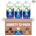 Orgain 30g High Protein Shake Variety Pack, Dairy Isolate Milk Protein, 5g BCAAs, 1g Sugar Per Serving, Caffeine, Meal Replacement, Ready to Drink, Chocolate, Vanilla, Café Latte, 11 Fl Oz (12 Pack)