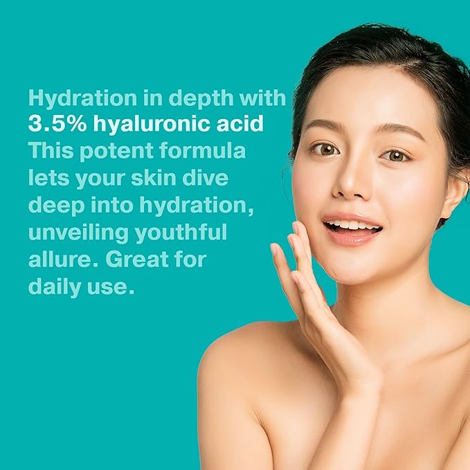 Double Size (4oz) Hyaluronic Acid Serum for Face 3.5%, Hyaluronic Acid Moisturizer, Hydrating Serum, Moisturizing Hyaluronic Acid Serum, Seaweed, Chamomile, Glow Face Serum for Women
