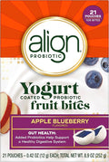 Align Probiotic, Yogurt Coated Probiotic Fruit Bites, Helps Support Digestive Health, From the Maker of the #1 Doctor Recommended Probiotic Brand‡, Apple Blueberry Flavor, 21 Pouches