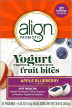 Align Probiotic, Yogurt Coated Probiotic Fruit Bites, Helps Support Digestive Health, From the Maker of the #1 Doctor Recommended Probiotic Brand‡, Apple Blueberry Flavor, 21 Pouches