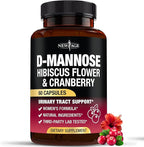 NEW AGE D-Mannose with Cranberry & Hibiscus - High Strength for Urinary Tract Health - Supplement for Women - Bladder, Liver & Microflora Support - Made in USA - Vegan, 60 Capsules
