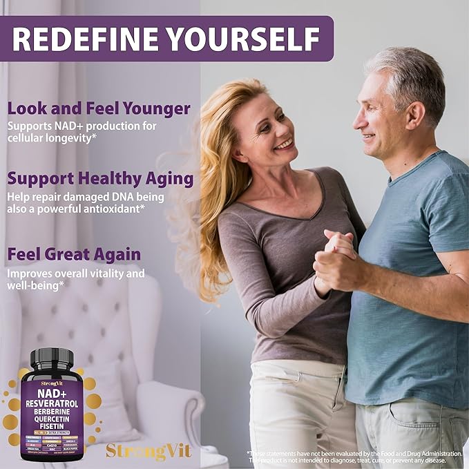 NAD Resveratrol Supplement for Women & Men. Support Cellular Health, Energy + Healthy Aging. Advanced Formula, Plus Third-Party Lab Tested in USA (120 Capsules)