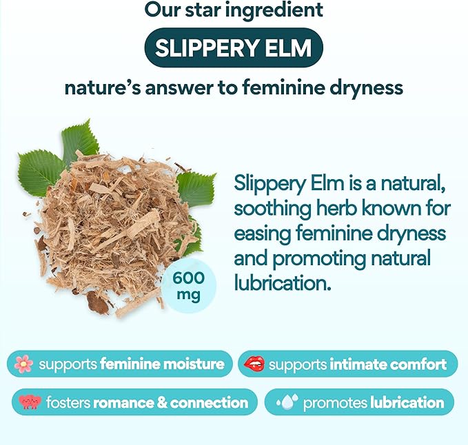 VoomVaya Slippery – Vaginal Dryness Relief for Women Over 40 – Vaginal Moisturizer with Slippery Elm for Women to Support Vaginal Moisture – 60 Capsules