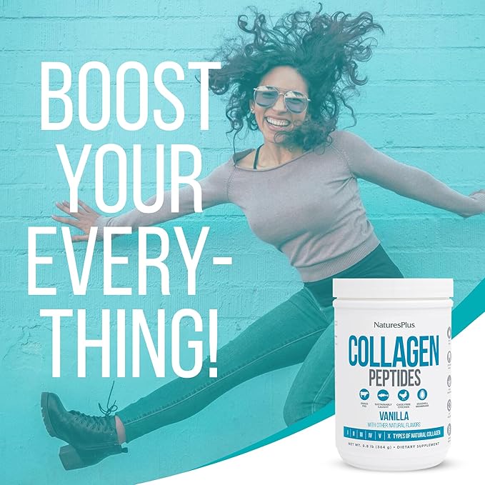 NaturesPlus Collagen Peptides, Vanilla - 0.8 lb Powder, Pack of 2 - Hair, Skin, Nail & Joint Health, Immune System Support - Non-GMO, Gluten Free - 28 Total Servings