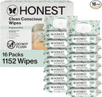 The Honest Company Clean Conscious Multi-Use Baby Wipes for Sensitive Skin, Fragrance Free, Geo Mood, 1152 Count