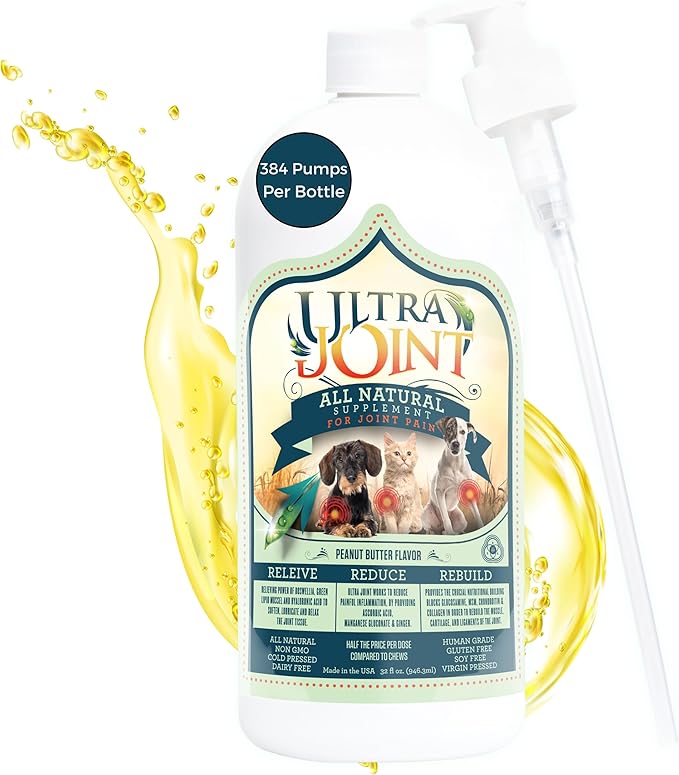 Ultra Joint - Liquid Joint Support Supplement for Dogs with Glucosamine & Chondroitin - Pain Relief from Arthritis & Inflammation (32 oz)