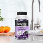 Airborne Elderberry + Zinc & Vitamin C Gummies For Adults, Immune Support Vitamin D & Zinc Gummies With Powerful Antioxidant Vitamins C D & E - 50 Gummies, Elderberry Flavor