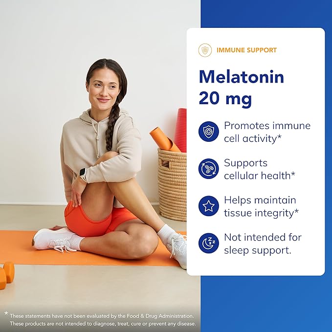Pure Encapsulations Melatonin 20 mg - Not Intended for Sleep Support - for Immune System & Healthy Cells - 99.5% Purity Melatonin - Gluten Free & Non-GMO - 60 Capsules
