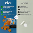 riev GABA Gummies – Honey Vanilla Flavor – with Vitamin B6, Magnesium, Chamomile, Lemon Balm & L-Theanine – Vegan, Sugar-Free, Non-GMO – Nighttime Relaxation Support – 30 Gummies