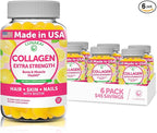 Lunakai Collagen Gummies - Tastiest Proprietary Formula - 200mg Hydrolyzed Collagen Gummies for Women and Men with Biotin, Zinc, Vitamin C and E - Non-GMO Anti Aging Supplement for Women - 6 Pack