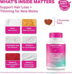 Pink Stork Postpartum Hair Loss Gummies | Biotin, Pantothenic Acid, Vitamin E, B6, B12 | Postnatal Hair Growth + Regrowth Support | Breastfeeding-Friendly | Postpartum Essentials | 60 Gummies
