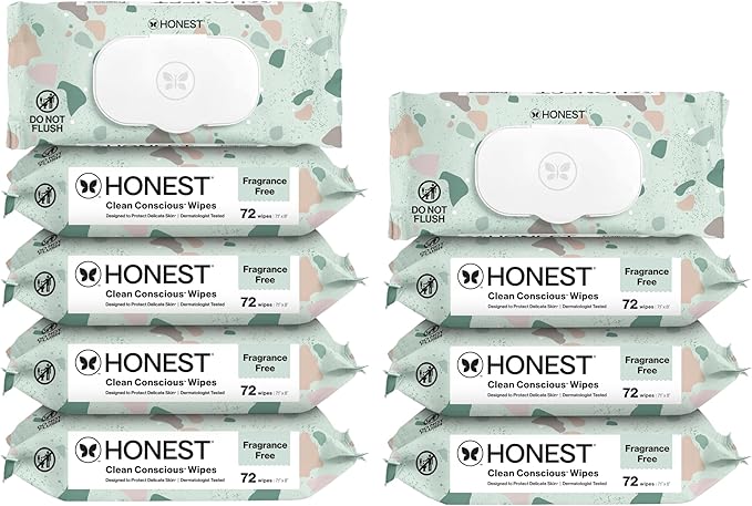 The Honest Company Unscented Wipes Over 99% Water Compostable Plant-Based Baby Hypoallergenic for Sensitive Skin EWG Verified Geo Mood 648 Count