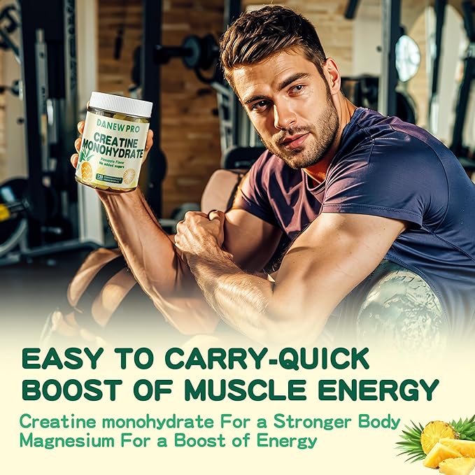 NSF Certified Creatine Gummy 5g - Creatine Monohydrate Gummies for Men & Women, Creatine Monohydrate for Muscle Strength, Muscle Builder, Energy Boost, Pre-Workout Supplement(120 Count)-Pineapple